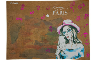 Папка с кнопкой А4 "deVente.Emmy in Paris" тисн фольгой крафт 180мкм 3071216
