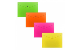 Папка с кнопкой С6 "ErichKrause.Glossy Neon" 203*129мм ассорти 50303