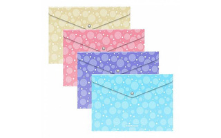 Папка с кнопкой В5 "ErichKrause.Pastel Dots" 180мкм 285*210мм 54690 ассорти