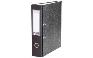 Папка-регистратор 70мм "Hatber" мрамор черная,карман метал.кант 7ПР_00038