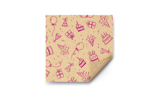 Бумага упаковочная 67*97см "Колпачки,тортики,шарики" крафт  15.11.00991 417