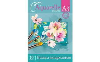 Папка для акварели А3 10л "Акварельные цветы" 180г/м² Апплика С0112-14 УЦЕНКА