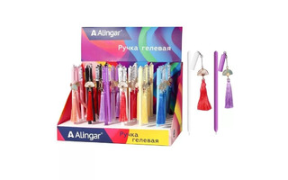 Ручка гелевая "Alingar.Веер" 0,5мм синяя с подвеской AL8432