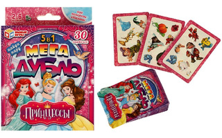 Игра карточная "Мега дубль.Принцессы" 30 карточек 339036(9095) Умные игры