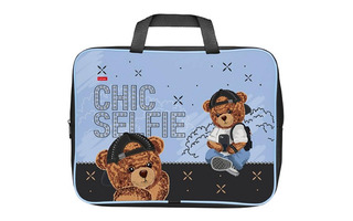 Папка для тетрадей А4 "Мишка_SELFIE " текстиль молния с ручками NSn_61241 Hatber