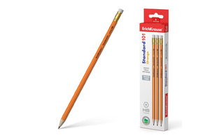 Карандаш ч\гр "ErichKrause.Standard 101 Orange НВ" пластик с ластиком 55262