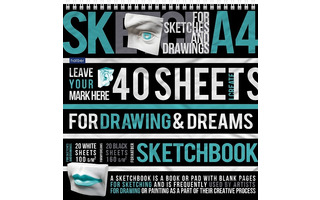 Скетчбук А4  40л "Рисуй и мечтай" гребень бел100г/м²+чер160г/м² 40Б4Aгр_28251 077381 Хатбер