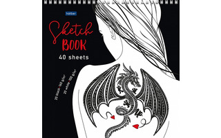 Скетчбук А4  40л "Девушка с татуировкой дракона" гребень бел100г/м²+ чер160г/м² 40Б4Агр_28249 077379