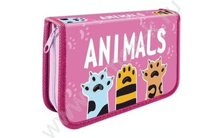 Пенал 1 отд ПО-62 "Кошачьи лапки" большой фольга 190*115