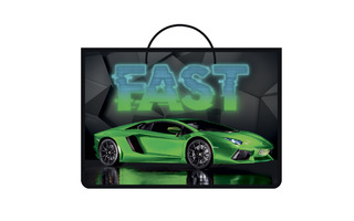 Папка для тетрадей А4 ПМ-А4-35 "Быстрый" пластик+ткань 5см 1 отд молния с ручками