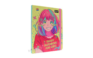 Скетчбук В5  64л "MyArt.Trendy Sketchbook for Girls.Аниме" тв.пер. резин. 90г/м² 64-7998 ПрПр