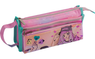 Пенал косметичка "deVente.Manga Girl" 21*10*7см ткань молния 1отд 2кармана+текстильн.ручка 7020331