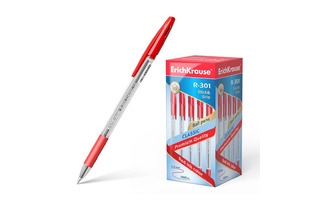 Ручка шариковая "Erich Krause.R-301 Classic Stick&Grip" красная 1мм 43188