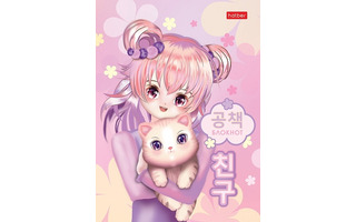 Записная книжка А6   64л "Аниме с котиком" клетка/линия тв.пер. 643Кт6В5_30044 082508 Хатбер