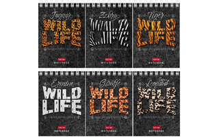 Блокнот А7  60л "Wild Life" клетка спираль 60Б7В1гр 081163 Хатбер