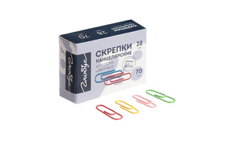 Скрепки 28мм  70шт "Глобус" цветные С28-70П