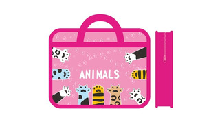 Папка для тетрадей А4 ПМ-А4-225 "Кошачьи лапки" 1 отд молния с ручками конгрев