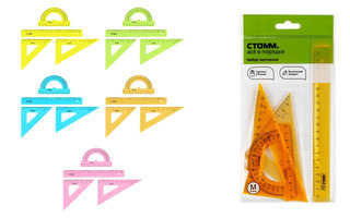 Набор линеек средний NEON Стамм НЧ-30521 (линейка 20см,угольник 2шт,транспортир)