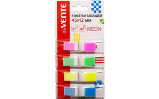 Набор стикеров "deVente" неон  (45*12мм 4*50листов) 2011317 Z-сложение пластик