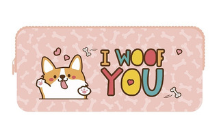 Пенал косметичка  К-12 "Корги" ткань на молнии 2отделения 200*90*55мм