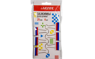 Зажим канц  25мм "deVente.Триколор" 6шт 4131320 (ЦЕНА ЗА НАБОР)