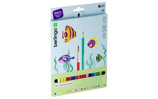 Карандаши 18 цв "Berlingo.SuperSoft.Рыбки" акварельные  трехгр+кисть SSA1718/297243