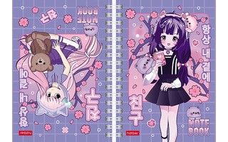 Записная книжка А6   80л "Аниме.Неко-Тян" на гребне тв.обл двойная 80ЗКтд6В1гр_29024 082840 Хатбер