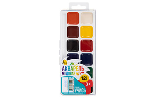 Краски  акв 12 цв "Лео.Учись" пластик LNW-0112