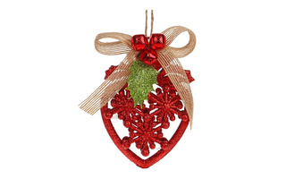 Подвеска-сувенир "Сердце" 10см пластик красный 374-396