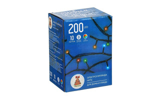 Гирлянда новогодняя электрическая 200л LED 10м "Вьюн" мультицвет 351-475