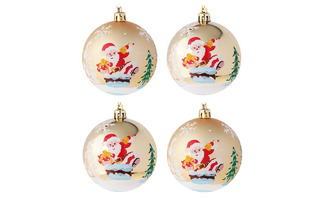 Елочные шары в наборе "Дед Мороз" 4шт 8см золото 373-366