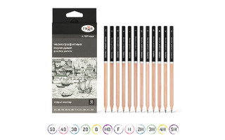 Набор ч/гр карандашей 12шт "Старый мастер" 5B-5H 130422_5B-5H Гамма