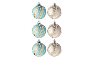 Елочные шары в наборе "Галактика" 6шт 6см пластик берюза/золото 23-47/ 373-408