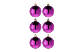 Елочные шары в наборе 6шт 6см маджента пластик 372-551