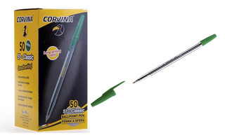 Ручка шариковая "Corvina" зеленая 1мм прозрачный корпус 40163/04