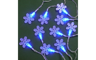 Гирлянда новогодняя электрическая  10л LED "Снежинка" 2м голубой пост. свечение 381-322