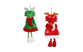 Елочная игрушка-подвеска "Дракончик в платье" 9*5,5*19см текстиль 374-431