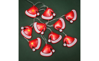 Гирлянда новогодняя электрическая  10л LED "Шапочки" 2м пост. свечение 381-425