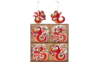 Елочные игрушки в наборе "Красный праздничный дракон" 4,5см 12шт дерево НУ-7216