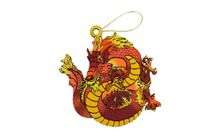 Елочная игрушка-подвеска "Веселый дракон" 9,8*11см дерево НУ-6399