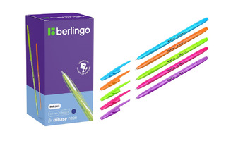Ручка шариковая "Berlingo.Tribase Neon" синяя  0,7мм CBp_70932 прозр. корп.