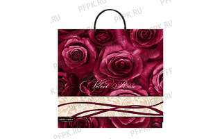 Пакет  37*35 "Бархатные розы" 90мкм с пластиковой ручкой 6837