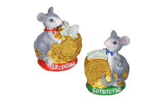 Копилка "Мышка с деньгами" полистоун 10*8*5,5см 1-12 359-732