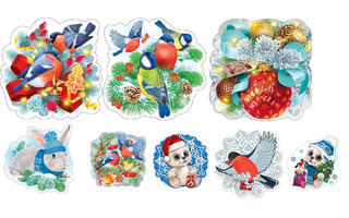 Украшение на скотче "Новогоднее" код 190/445/410  7-65 , 7-75 (цена за шт)