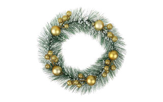 Украшение "Рождественский венок" золотой декор 25см 386-228