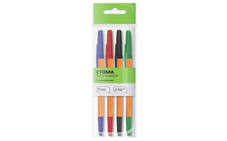 Набор  4 шариковых ручек "Стамм.Оптима" 1,0мм оранжевый корпус РШ-30431-4