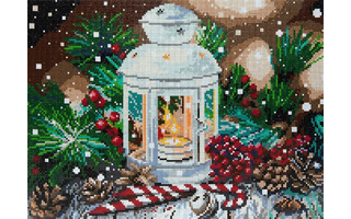 Мозаика алмазная "Рождественский подсвечник" 30*40см на подрамнике ФРЕЯ ALPD-161