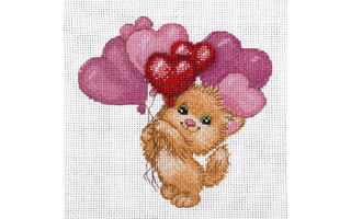 Набор для творчества "Klart.Вышивка крестом.Котик с шариками" 17*17см 8-189