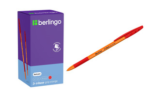 Ручка шариковая "Berlingo.Tribase grip orange" красная 0,7мм грип CBp_70963