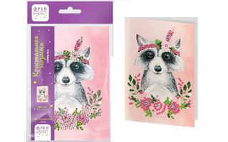 Набор для творчества "Кристальная мозаика.Енотик с цветами" 10*14см открытка 	ALVO-602 Фрея